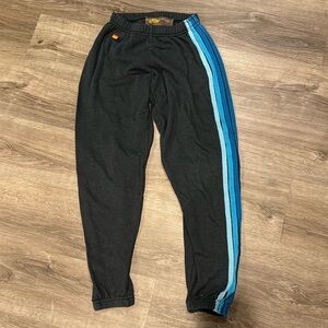 Aviator Nation classic 5 stripe gray/blue sweatpants- size small